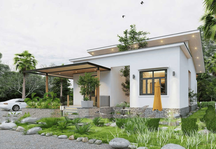 Nhà cấp 4 nông thôn đơn giản 3 phòng ngủ có sân vườn đẹp, gần gũi với thiên nhiên