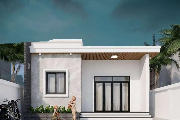 Mẫu nhà cấp 4 nông thôn 3 phòng ngủ giá rẻ mái bằng hiện đại