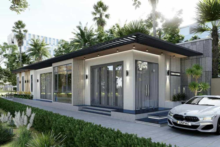Thiết kế nhà cấp 4 nông thôn đơn giản 3 phòng ngủ với không gian mở hiện đại