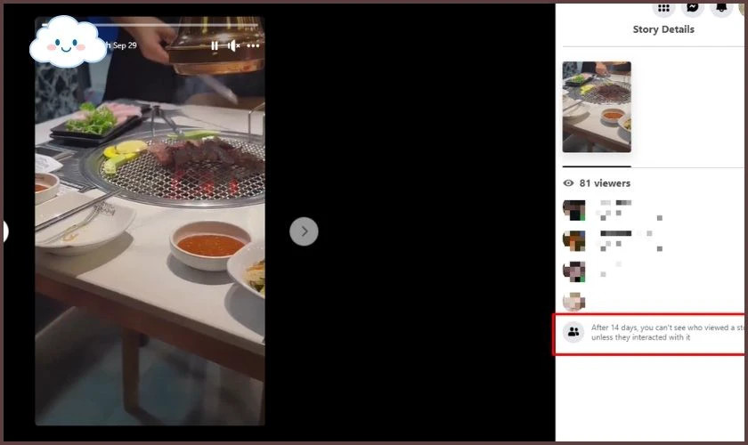 Story Facebook đã hết hạn hoặc không còn hiển thị danh sách người xem