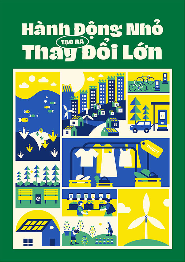 Hình ảnh poster tuyên truyền chống rác thải nhựa trên biển, thể hiện sự ô nhiễm đáng báo động.