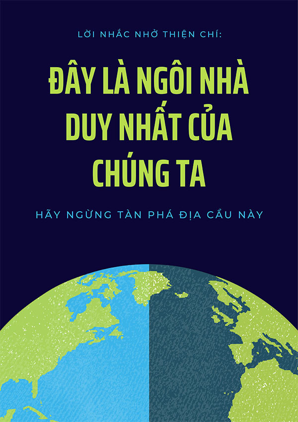 Mẫu poster tuyên truyền bảo vệ môi trường Trái Đất với hình ảnh hành tinh đang bị ô nhiễm nặng nề.