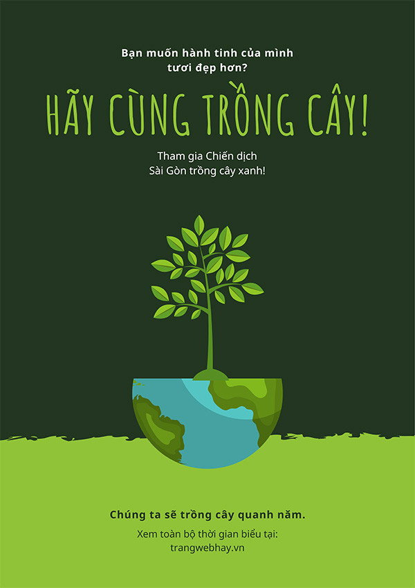 Poster bảo vệ môi trường đất, minh họa bàn tay nâng niu và bảo vệ sự sống trên Trái Đất.