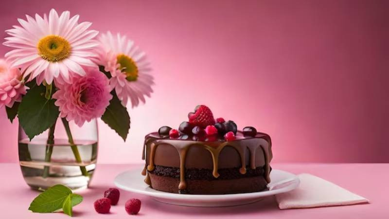 Hình bánh sinh nhật đẹp tạo bởi AI với phong cách hiện đại, màu sắc độc đáo