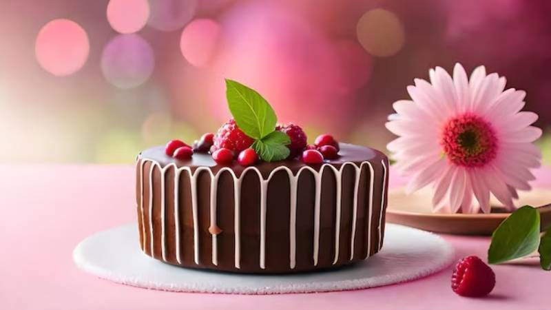 Mẫu hình bánh sinh nhật đẹp AI với hoa lá ảo diệu, mang tính nghệ thuật cao