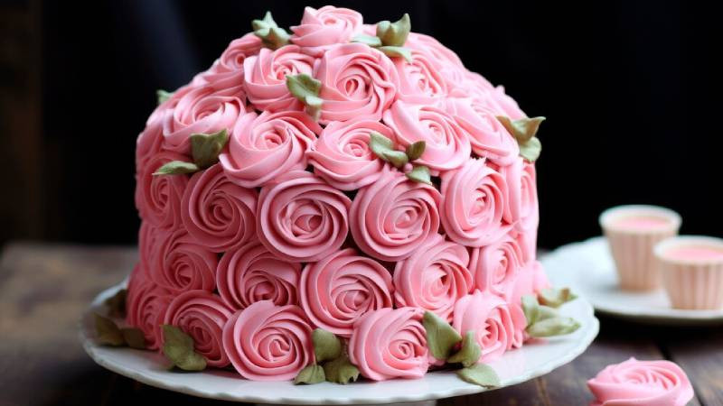 Ảnh bánh sinh nhật tròn với vòng hoa rực rỡ, biểu tượng của sự tròn đầy và hạnh phúc