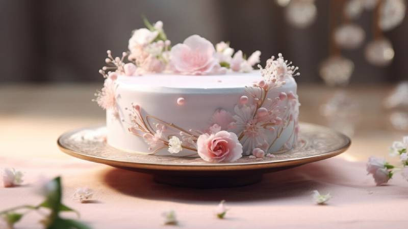Hình bánh sinh nhật ngọt ngào với điểm nhấn hoa lá, mang lại niềm vui cho mọi bữa tiệc