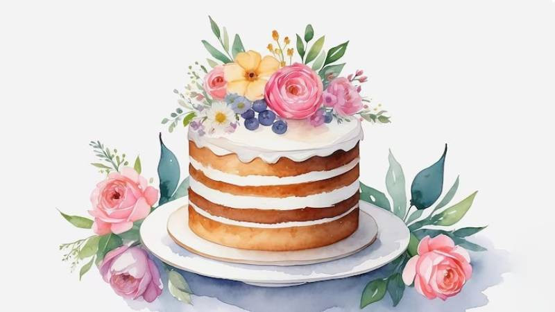 Hình ảnh bánh sinh nhật đẹp vẽ tay, mang đến cảm giác gần gũi và thư thái
