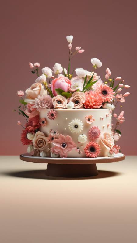 Hình nền bánh sinh nhật đẹp với hoa loa kèn trắng, thanh lịch và trang nhã cho điện thoại