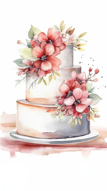 Tuyển chọn hình bánh sinh nhật vẽ tay với hoa nở rộ, truyền tải năng lượng tích cực