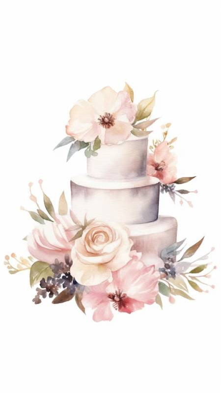 Hình bánh sinh nhật đẹp vẽ tay đáng yêu, thích hợp làm hình nền điện thoại phong cách dễ thương