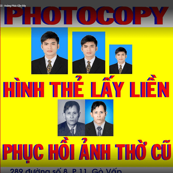 Tiệm Hoàng Phúc Gò Vấp, chuyên phục hồi ảnh và chụp ảnh thẻ