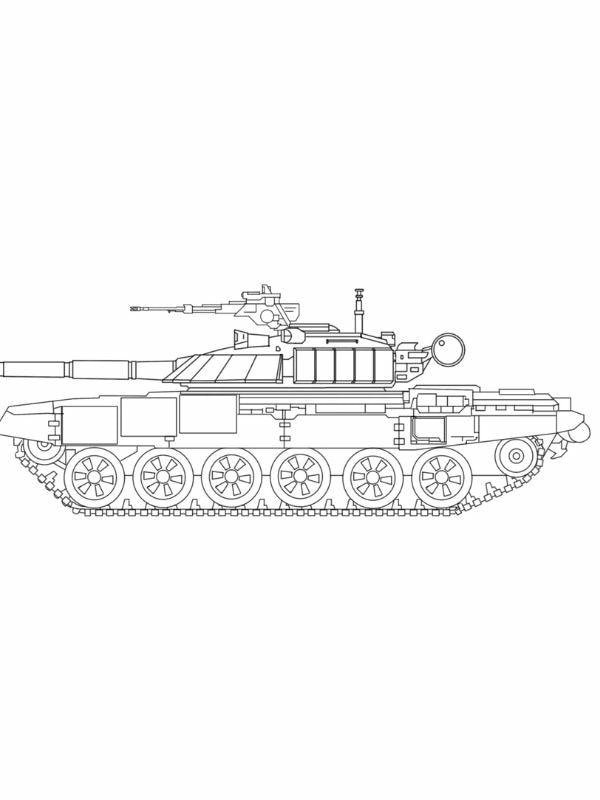 Bức tranh tô màu xe tăng số 4 với đường nét đơn giản, dễ tô cho các bé nhỏ
