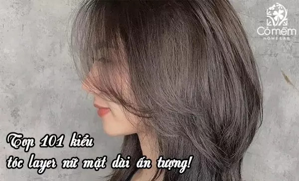 tóc layer nữ mặt dài mái thưa giúp gương mặt cân đối hơn