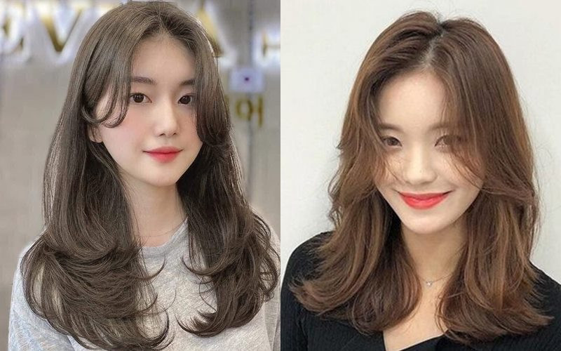 Tóc layer uốn nhẹ phần đuôi, ôm mặt theo phong cách Kpop