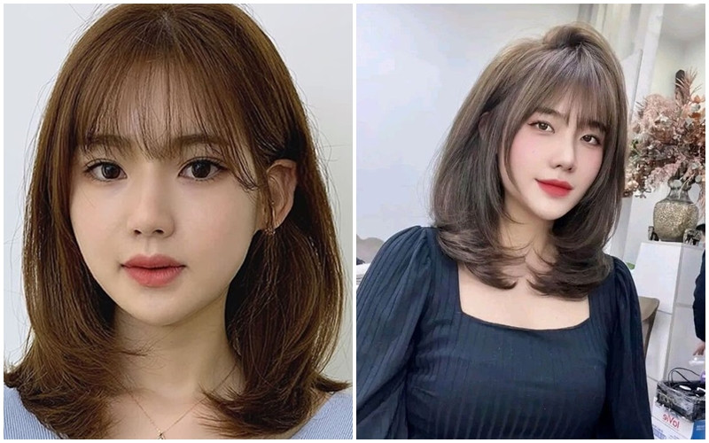Tóc ngắn layer ngang vai duỗi cúp nhẹ nhàng, ôm sát gương mặt