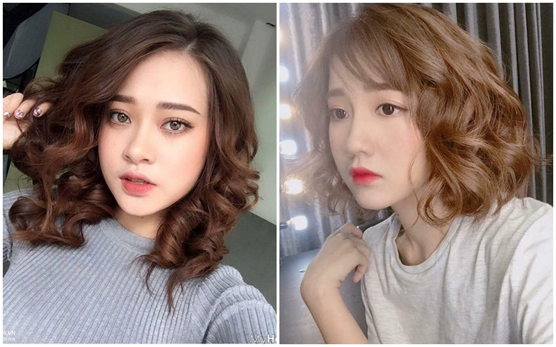 Tóc ngắn layer ngang vai uốn lượn to, hiện đại và sang trọng