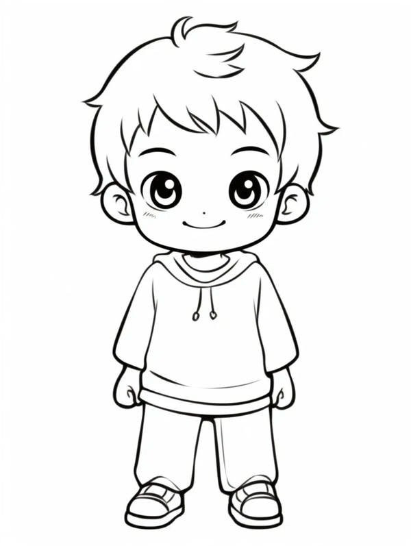 Tranh tô màu anime boy cute đang đọc sách
