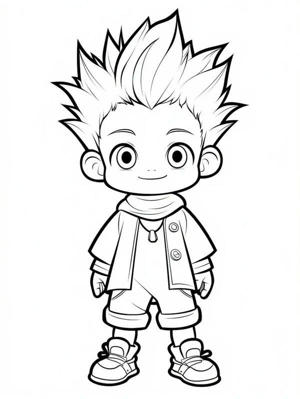 Mẫu tranh tô màu anime boy dễ thương đang ngủ