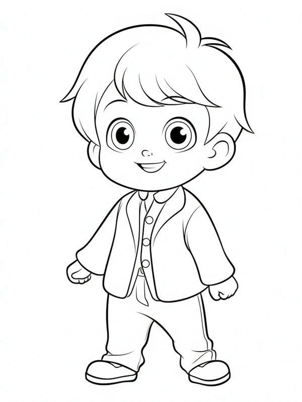 Tranh tô màu anime boy cute phong cách học sinh