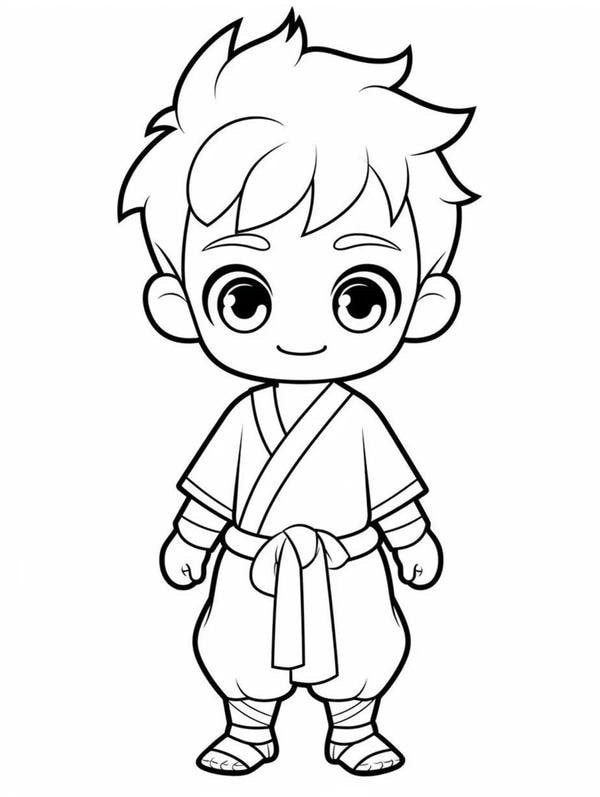 Tranh tô màu anime boy cute với chiếc mũ len