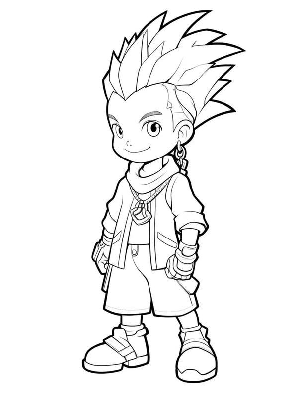 Tranh tô màu anime boy cute đội nón