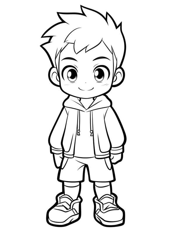 Hình vẽ anime boy dễ thương với hoa