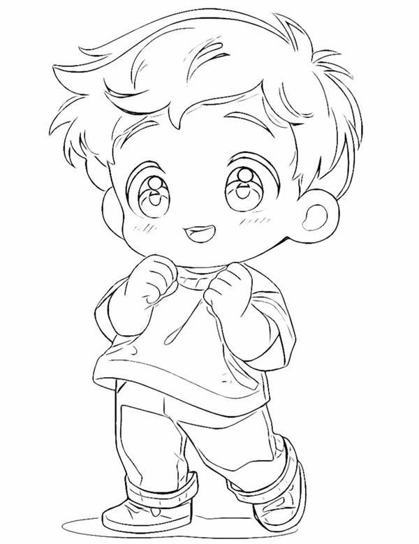 Bức vẽ anime boy dễ thương để tô màu