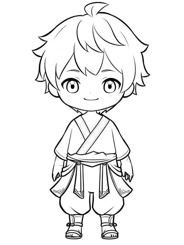 Bức vẽ anime boy dễ thương đi học