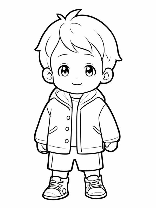 Tranh tô màu anime boy cute chơi nhạc cụ