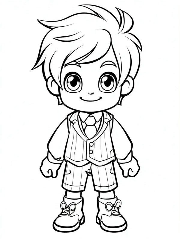 Tranh tô màu anime boy cute và thế giới phép thuật