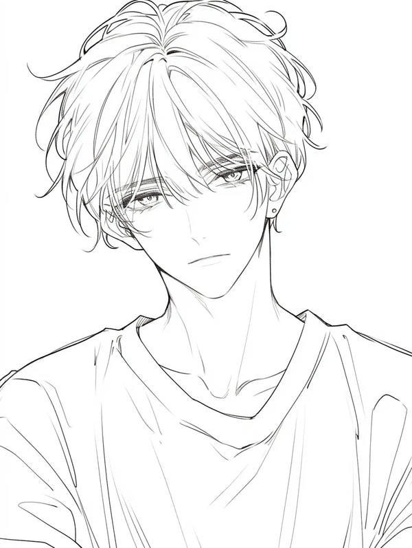 Hình vẽ anime boy dễ thương biểu diễn