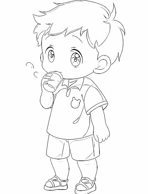 Hình tô màu anime boy cute với phong cách năng động