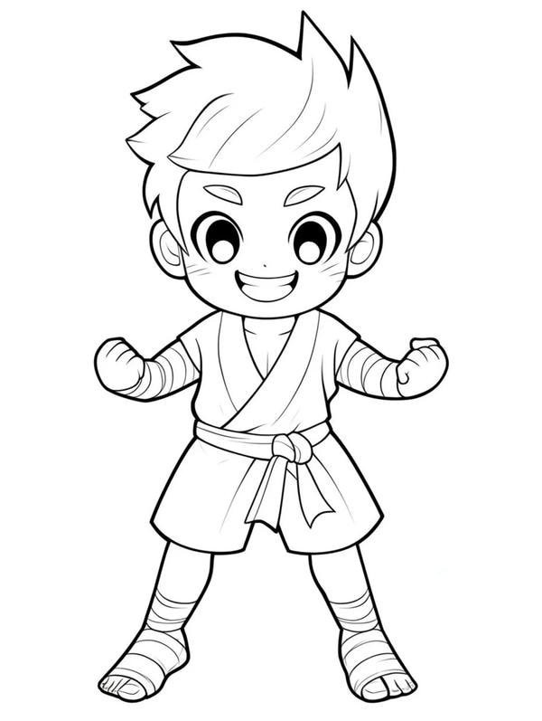 Tranh tô màu anime boy cute với đôi cánh