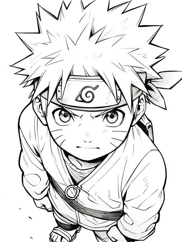Mẫu tranh tô màu anime boy cute với đôi mắt to tròn