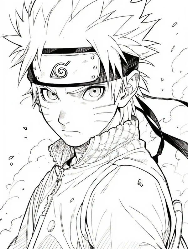 Tranh tô màu anime boy cute cầm bóng bay