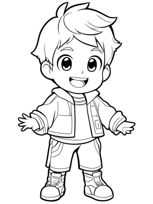 Hình vẽ anime boy cute đơn giản cho bé tô màu