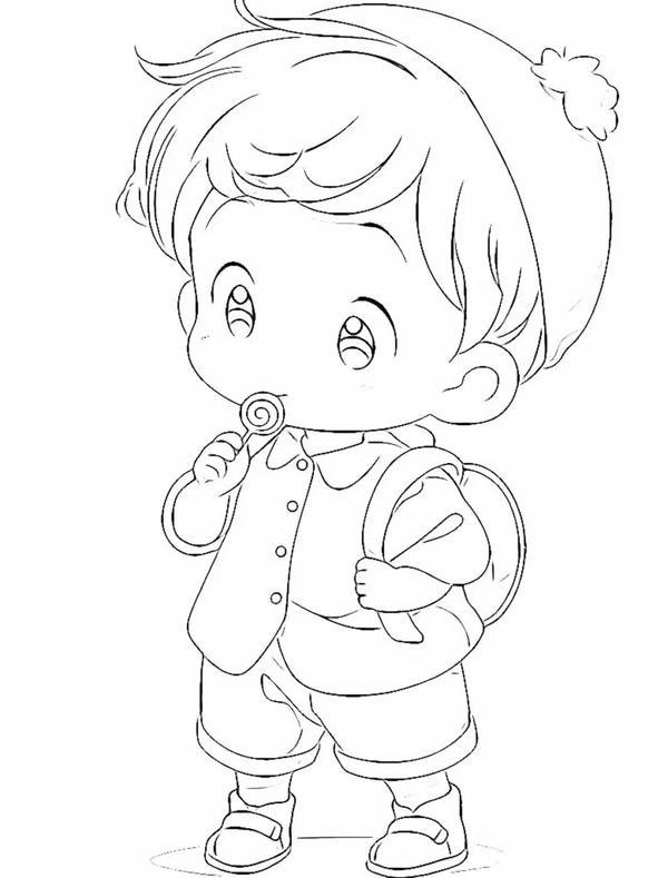 Tranh tô màu anime chibi boy siêu đáng yêu