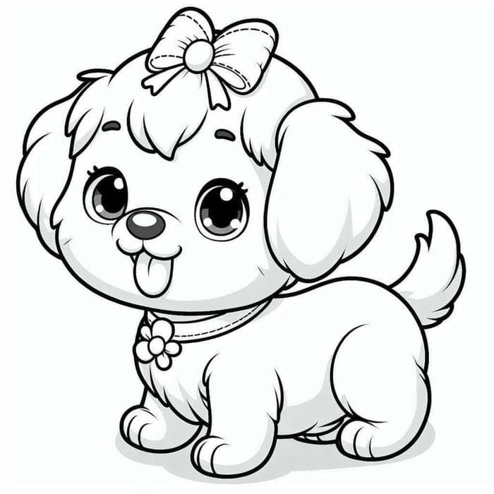 Tranh tô màu chó con dễ thương đang chơi đùa