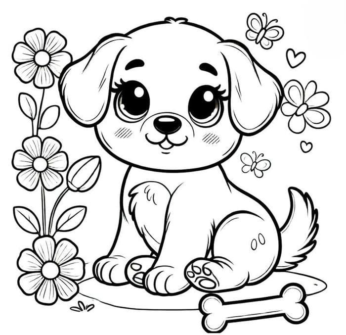 Chú chó nhỏ nhắn cần được tô màu rực rỡ
