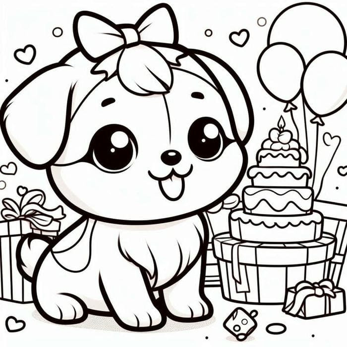 Tranh tô màu chú chó con chạy vui vẻ