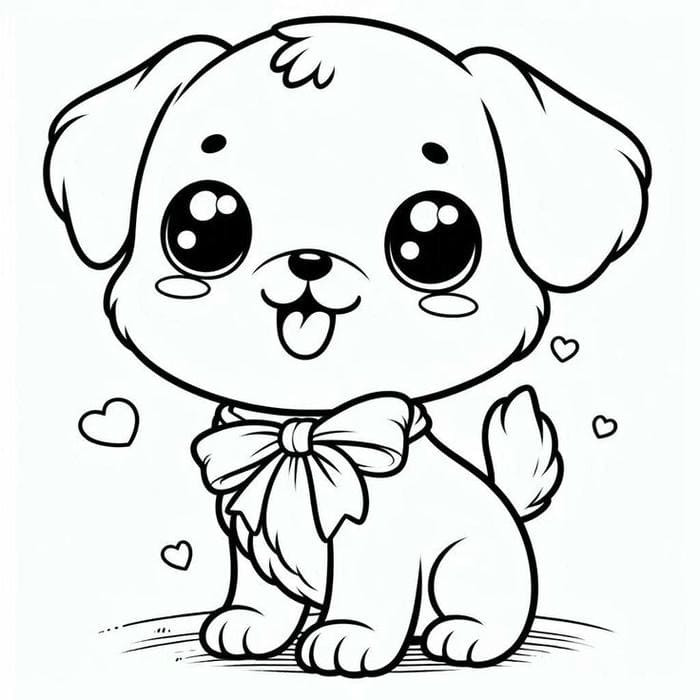 Bức tranh tô màu chú chó con đang ngồi im