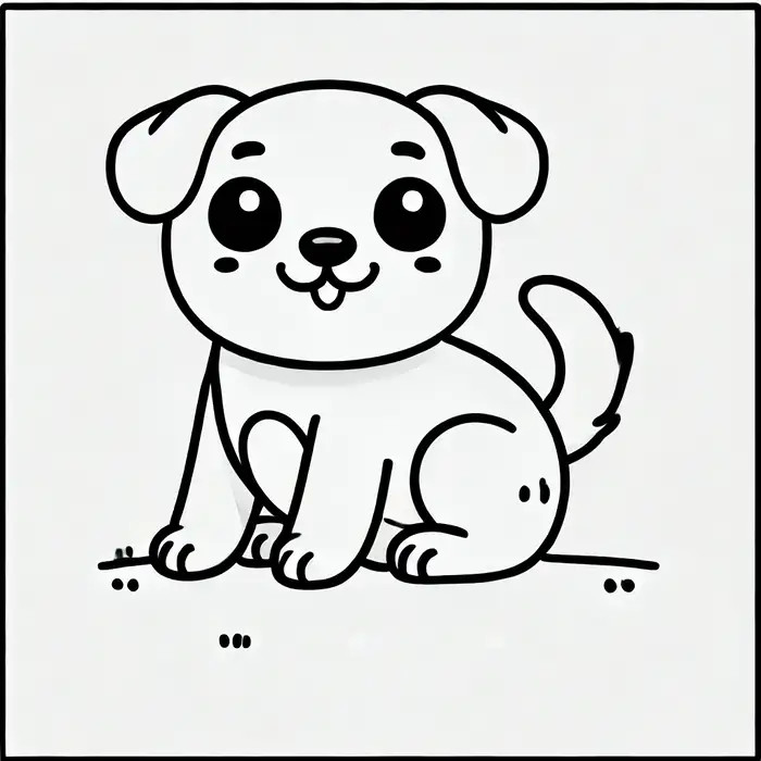 Hình vẽ chú chó con được tô màu vui tươi