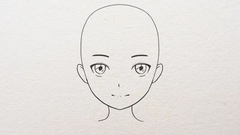 Bản phác thảo đầu anime nữ sau khi xóa nét và viền lại