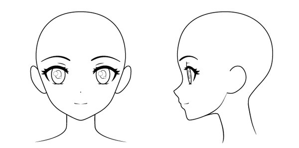 Khuôn mặt anime nữ hoàn chỉnh với đầy đủ các chi tiết mắt, mũi, miệng, tai và kiểu tóc