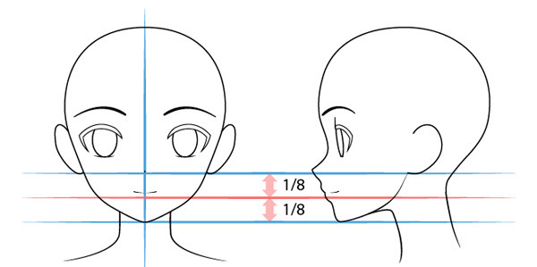 Các bước tạo hình miệng và môi của nhân vật anime nữ với các biểu cảm khác nhau