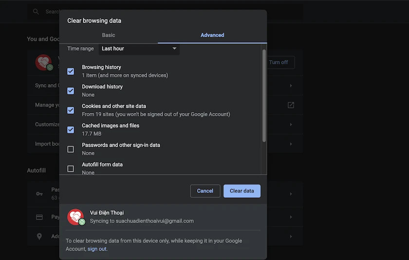 Các tùy chọn nâng cao khi xóa lịch sử tìm kiếm trên Google