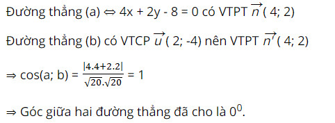Lời giải ví dụ 3 về tính góc giữa hai đường thẳng từ phương trình đoạn chắn