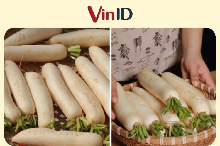 Nguyên liệu đơn giản cho món củ cải muối xá bấu truyền thống: củ cải và muối