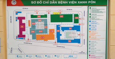 Sơ đồ chỉ dẫn giúp bệnh nhân dễ dàng tìm đường tại Bệnh viện Xanh Pôn Hà Nội